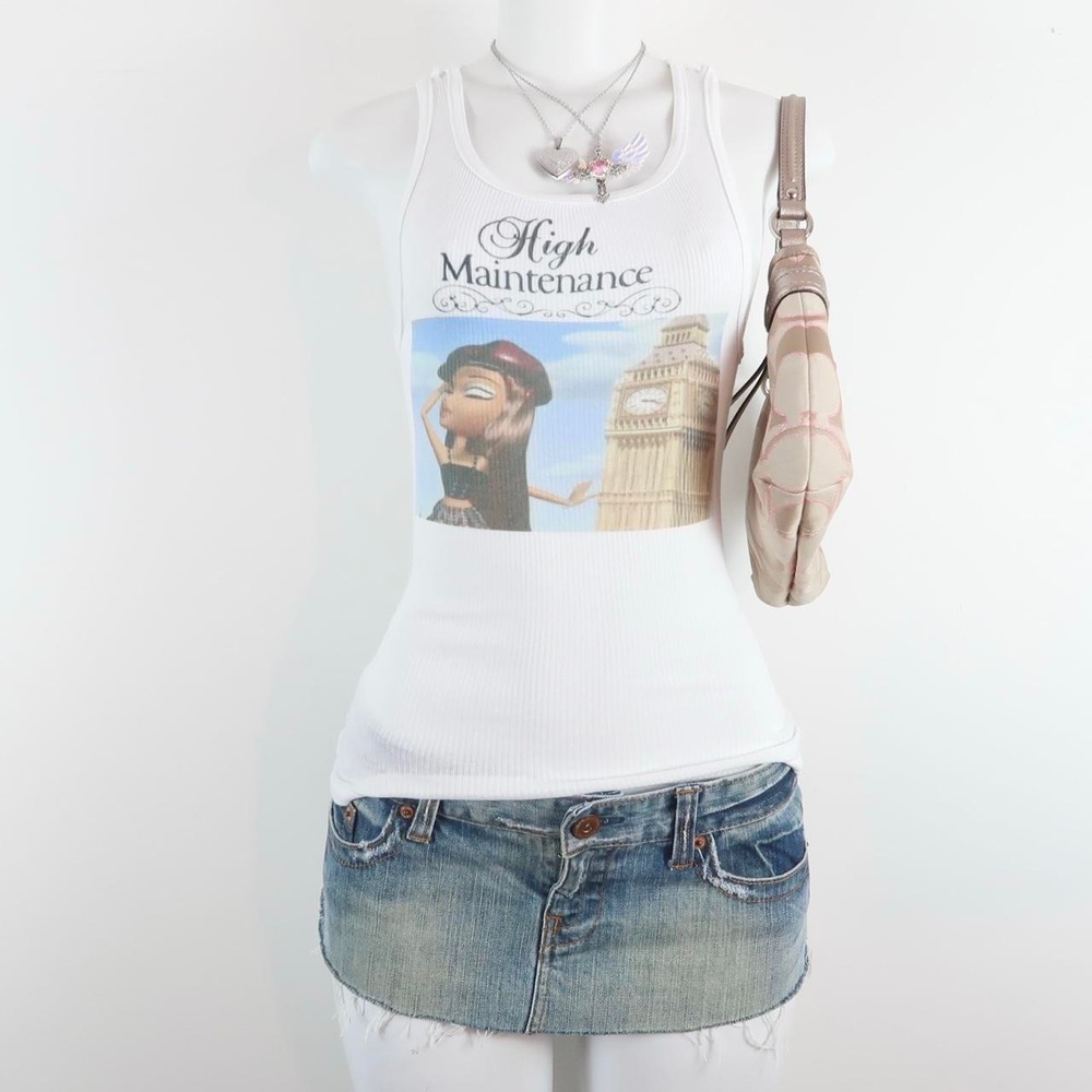 2000s vintage graphic ribbed cami